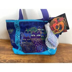 Laurel Burch Cat Kitty Purse Purple Blue Mini Tote Bag Sequin NWT